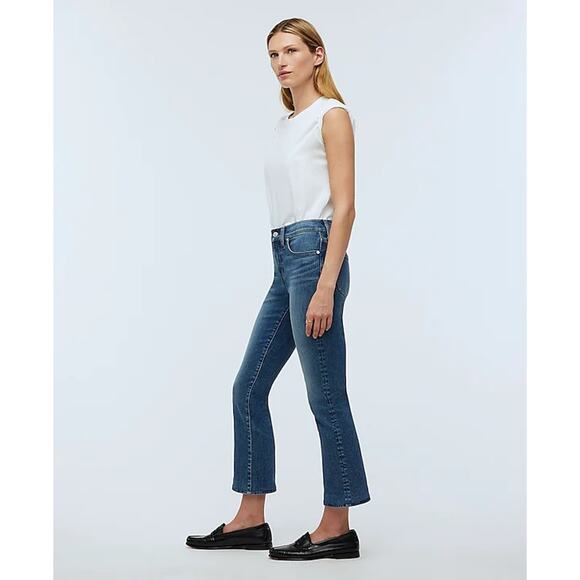 NWT Madewell Women's Mid Rise Kick Out Crop Jeans Flare Leg Oneida Wash Size 24 - Picture 13 of 14